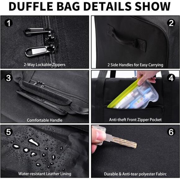 52 Inch Large Duffle Bag Travel Camping Sport Gear Storage Bag Lockable Zippers - Picture 6 of 8